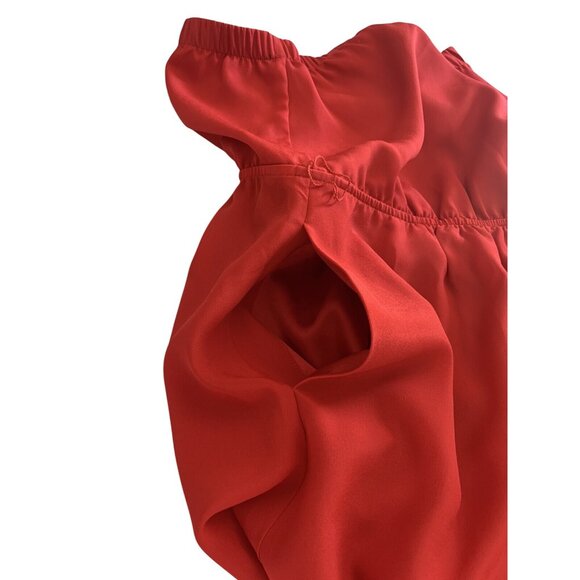 Strapless Red Mini Dress With Belted Waist And Side Pockets Size XS - Picture 5 of 8